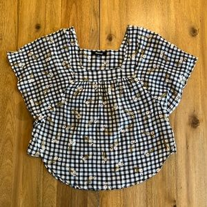 EUC Madewell Gingham Butterfly Top size M